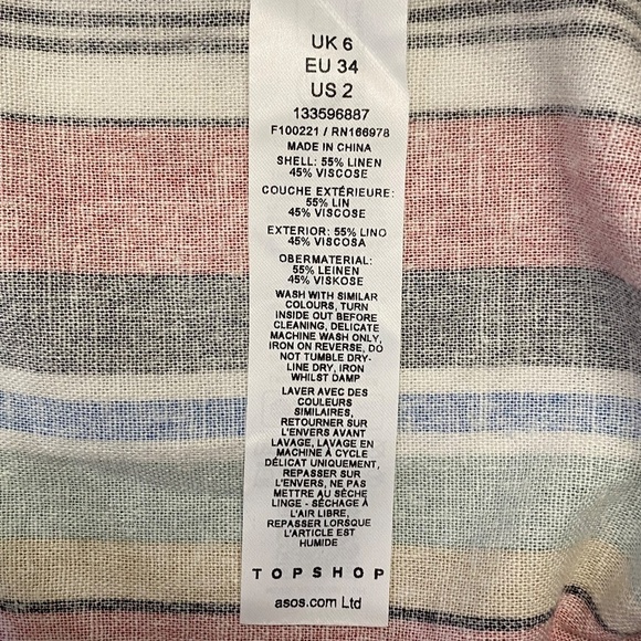 Topshop Striped Linen Blend Drawstring Shorts, White Multi, Size 2, NWT - Picture 12 of 13